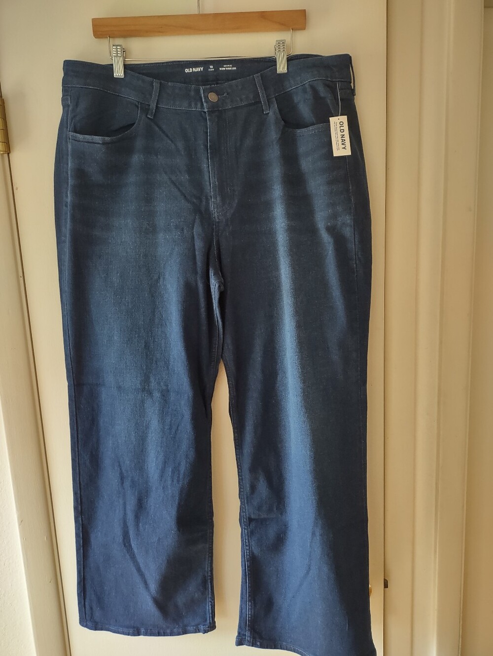Old Navy WOW Wide Leg Jeans Size 18 Short High Rise Dark Wash Denim NWT